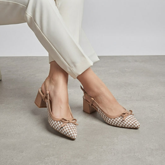 Check Mate Sling Back Heel - Brown