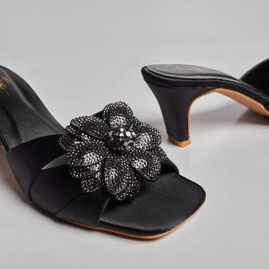 Diamonties Heel -  Black