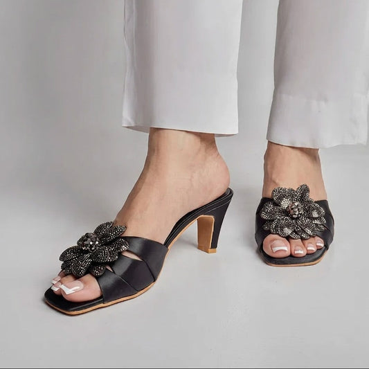 Diamonties Heel -  Black