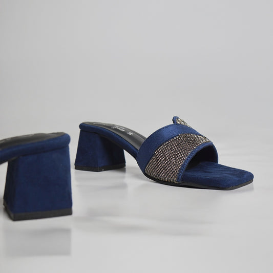 Diva Glam Block Heel - Navy