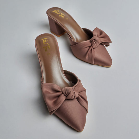 Double Bowknot Mule - Coffee