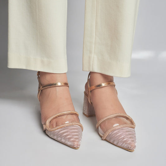 Elisa Block Heel- Rose Gold