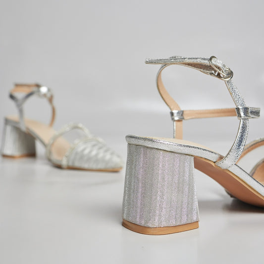 Elisa Block Heel- Silver