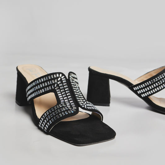 Galaxy Stones Block Heel - Black