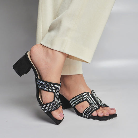 Galaxy Stones Block Heel - Black
