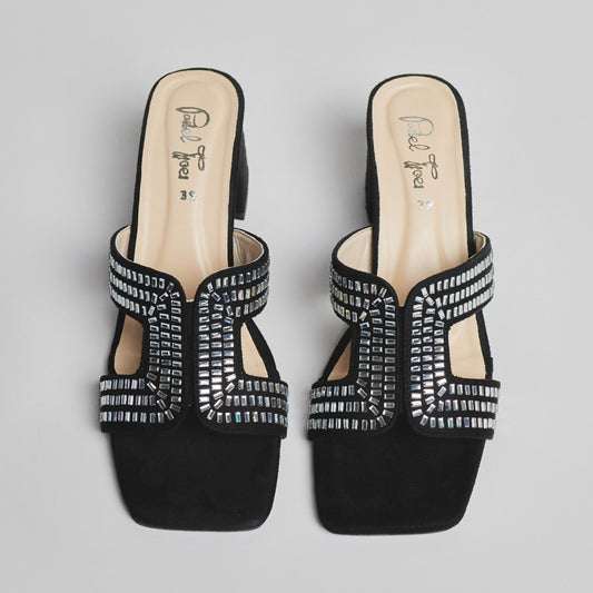 Galaxy Stones Block Heel - Black