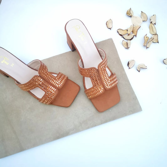 Galaxy Stones Block Heel - Mustard
