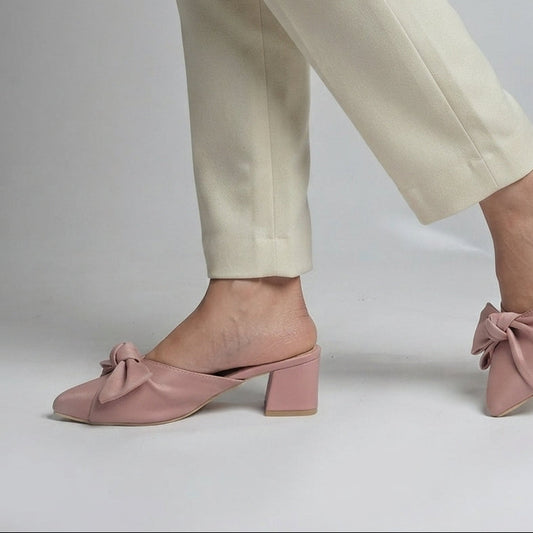 Double Bowknot Mule - Nude Pink