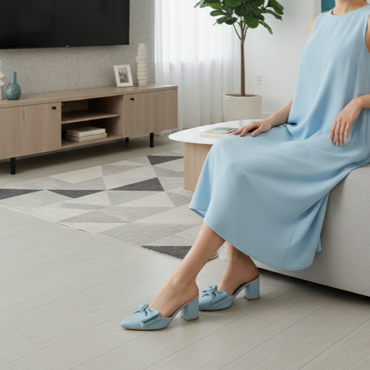 Double Bowknot Mule - Blue