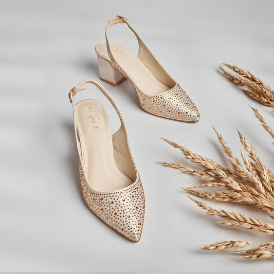 Glossy Rhinestone Sling Back