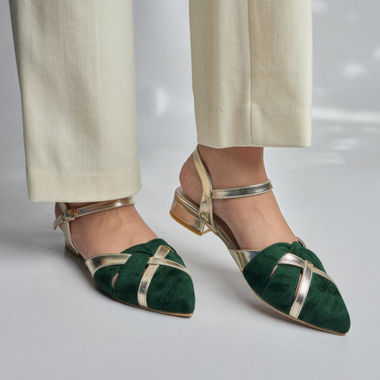 Gold Struck Mules - Green