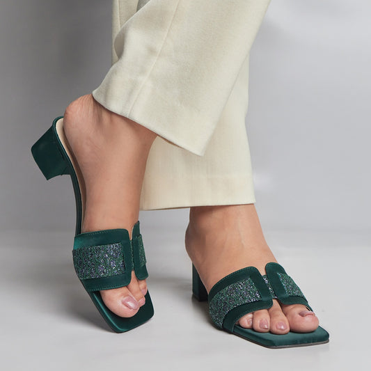 Jimmy Diamond Block Heel - Green
