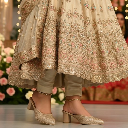 Mahnaaz Mule Heel - Gold