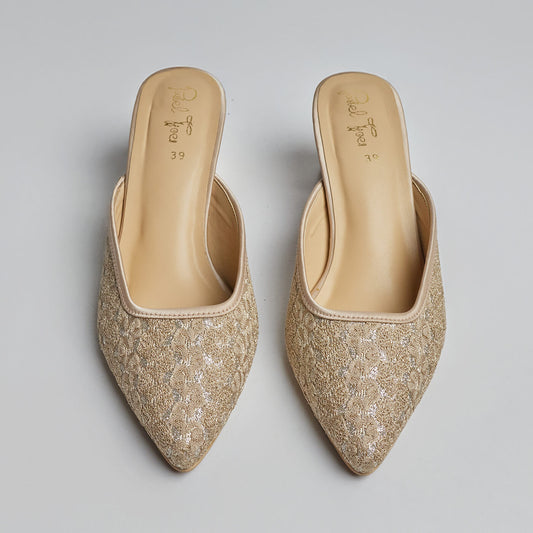 Mahnaaz Mule Heel - Gold