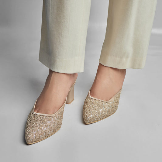 Mahnaaz Mule Heel - Gold