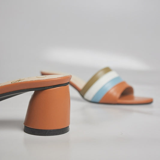 Multi Stripes Block Heel