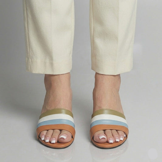 Multi Stripes Block Heel