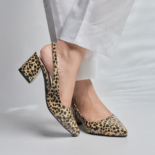Sling Back Court Shoes - Beige
