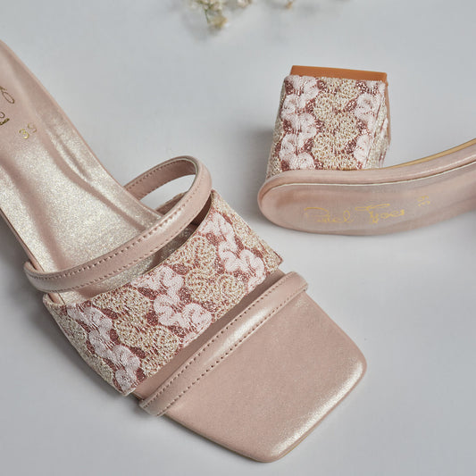 Nooriya Block Heels - Nude pink