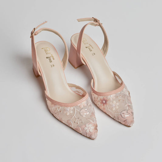 Sequence Flower Net Sandal - Pink