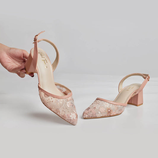 Sequence Flower Net Sandal - Pink