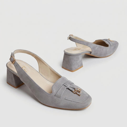 Squared Lock n Key Sling Back - Grey