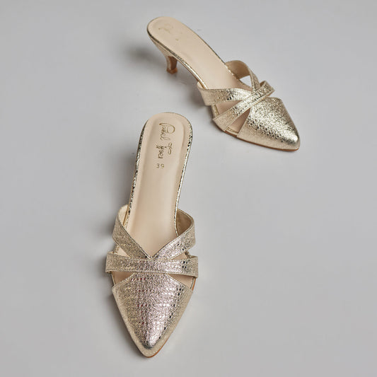 Lotus Shimmer Mule - Gold