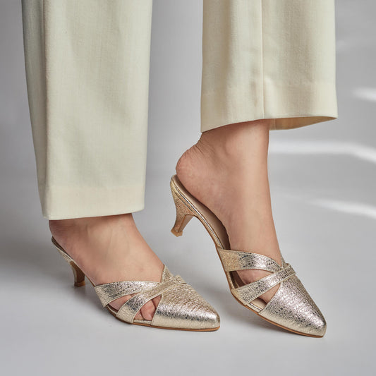 Lotus Shimmer Mule - Gold
