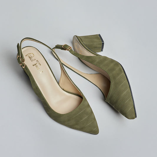 Textured Sling Back - Dark Green