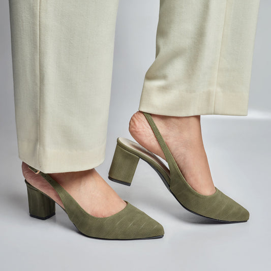 Textured Sling Back - Dark Green