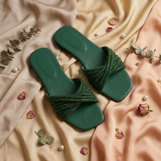 High Shine Slides - Emarald Green