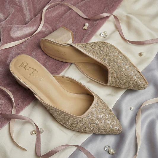 Mahnaaz Mule Heel - Gold