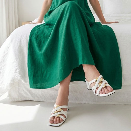 Gemini Block Heel - White