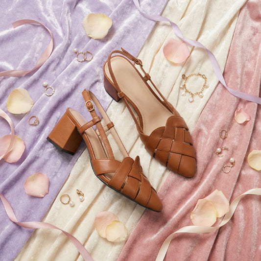 Cross Plated Court Shoes - Brown