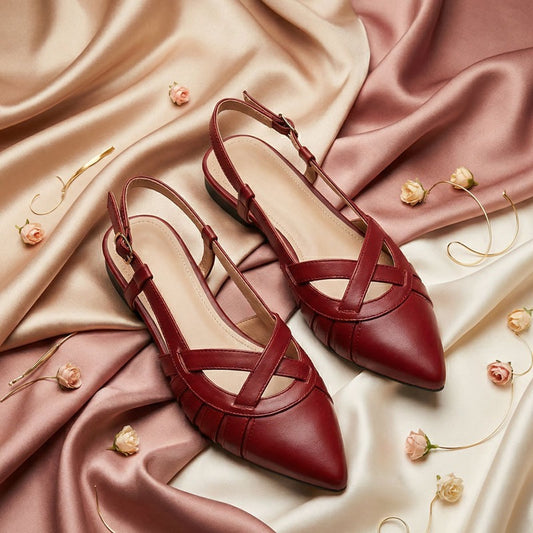 Latte Pointed Sandal - Maroon