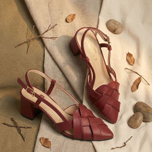 Cross Plated Court Shoes - Maroon