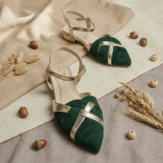Gold Struck Mules - Green