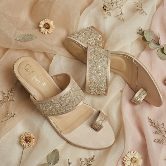 Zar Kolhapuri Heel - Gold