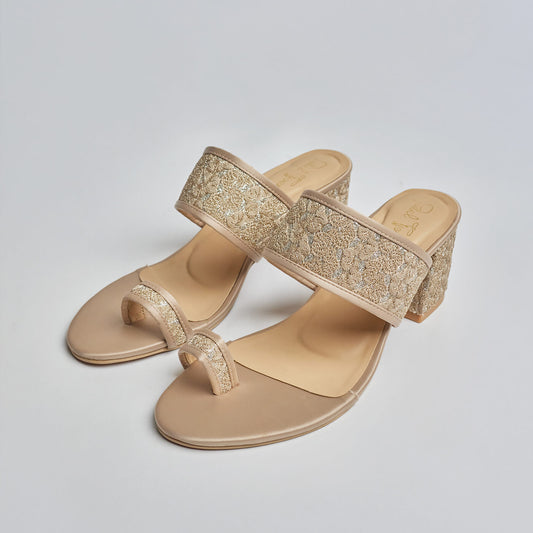 Zar Kolhapuri Heel - Gold