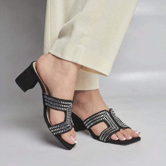 Galaxy Stones Block Heel - Black