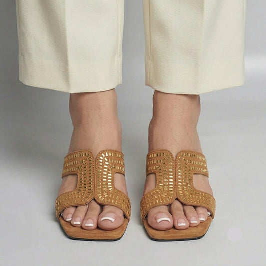 Galaxy Stones Block Heel - Brown
