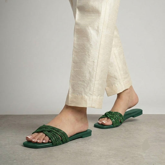 High Shine Slides - Emarald Green