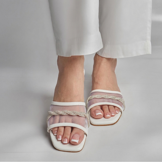 Twisted Net Slides - White